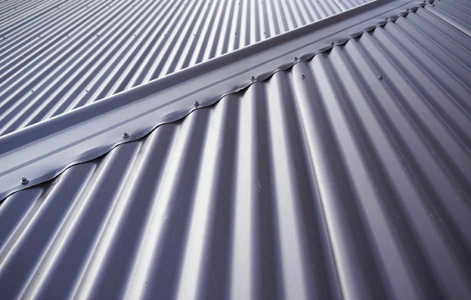Close view of a metal roof