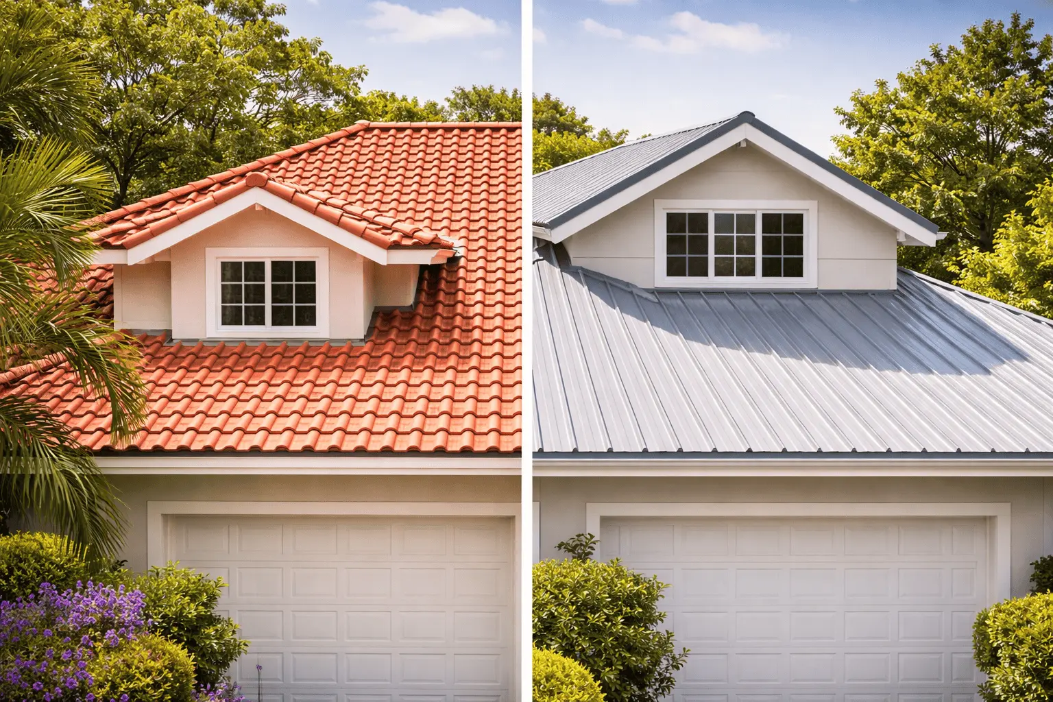 Tile roof compared with a metal roof