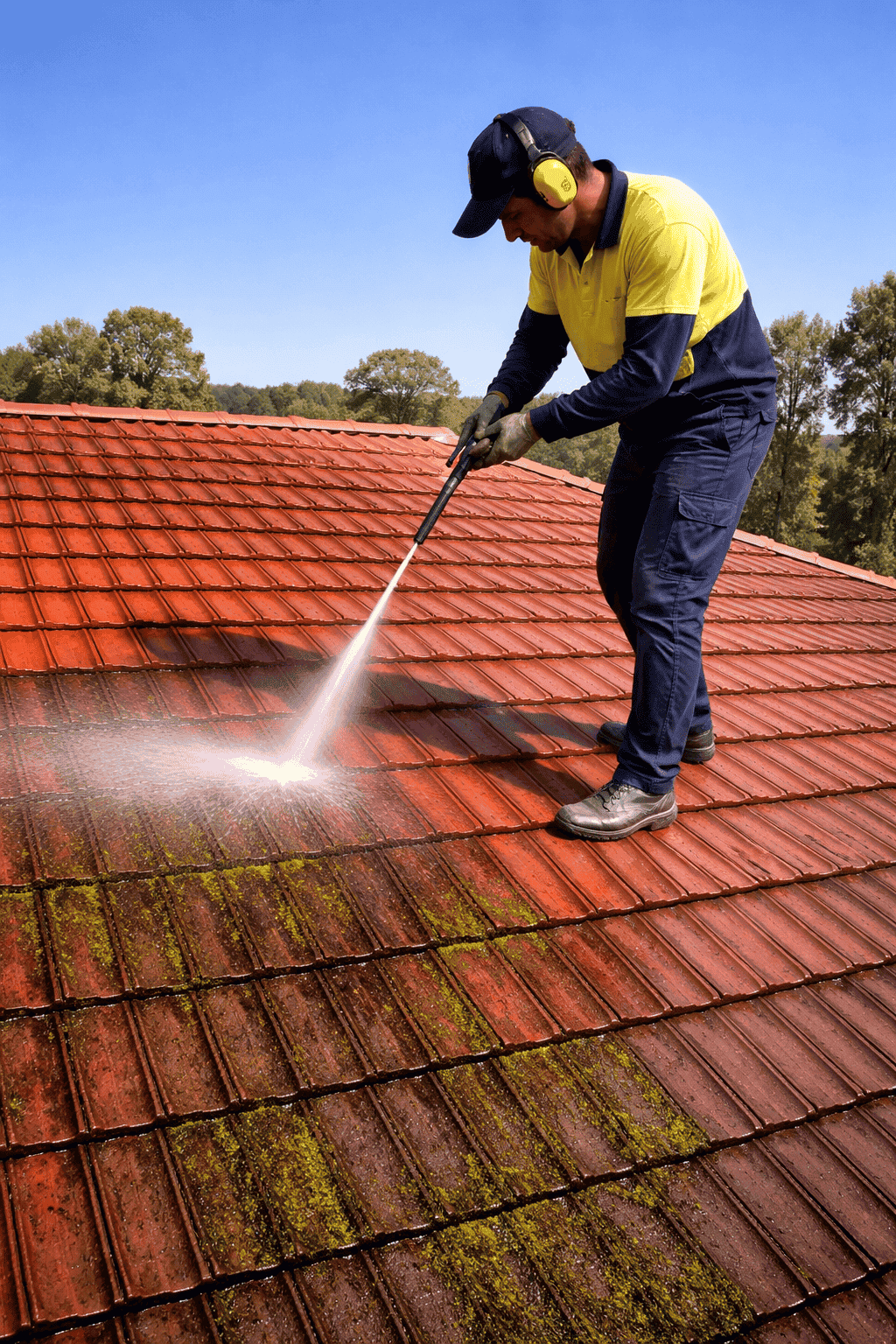 Roof restoration in progress